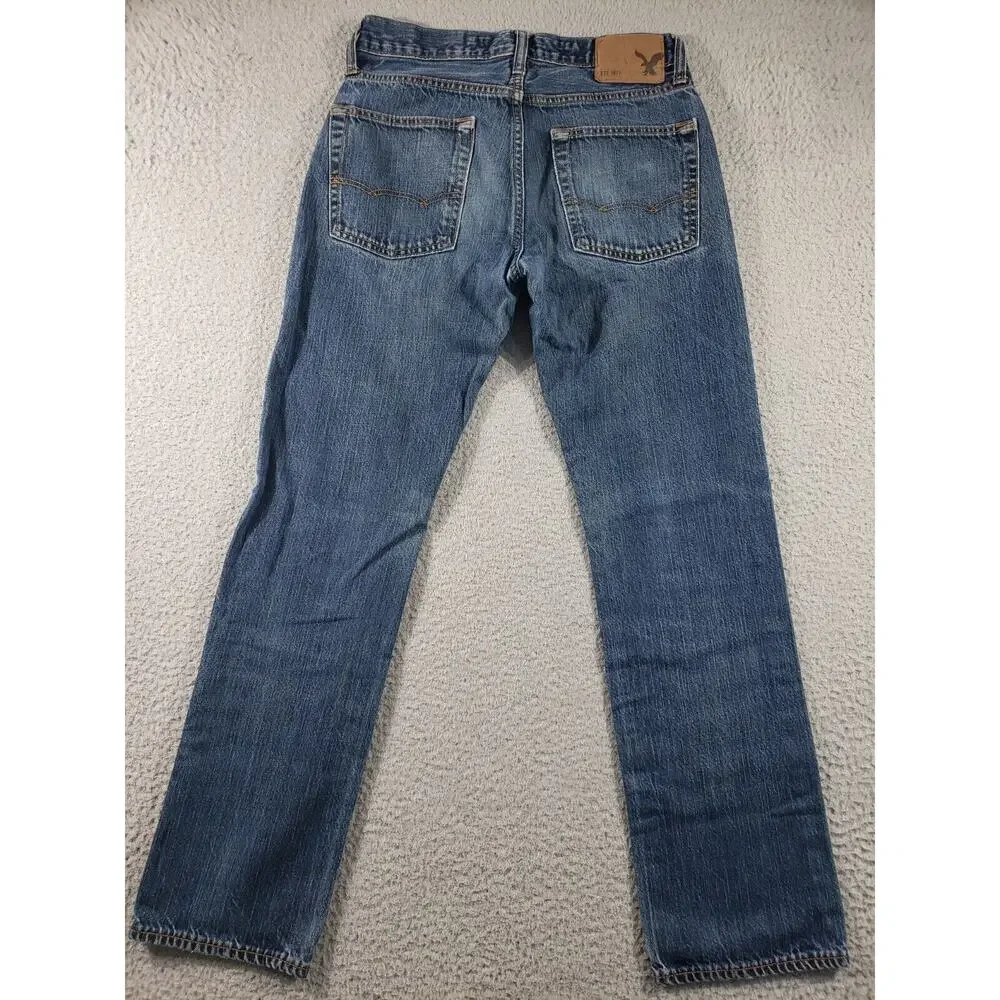 American Eagle Jeans Men's 29x32 *29x31* Slim Straight Blue Denim Cotton Casual